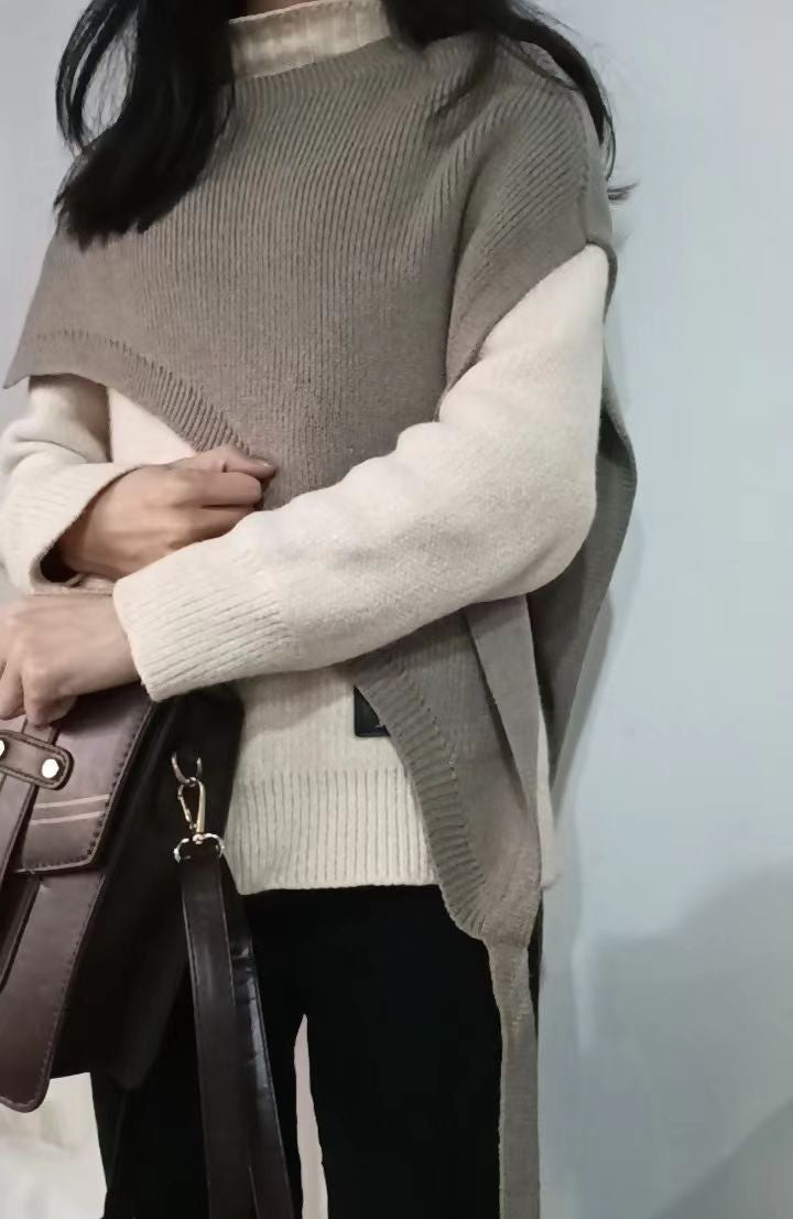 Nysa Asymmetric Knitted Shawl Vest