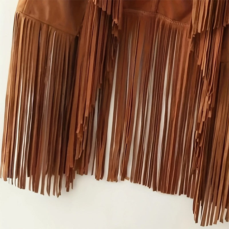 Selene Fringe Open-Front Vest