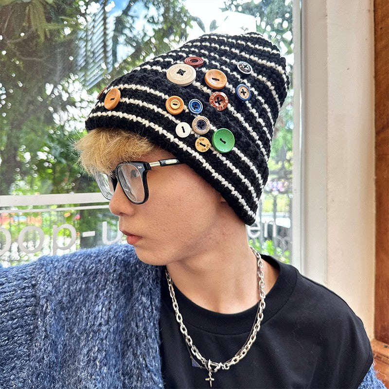 Celine Knit Buttoned Beanie