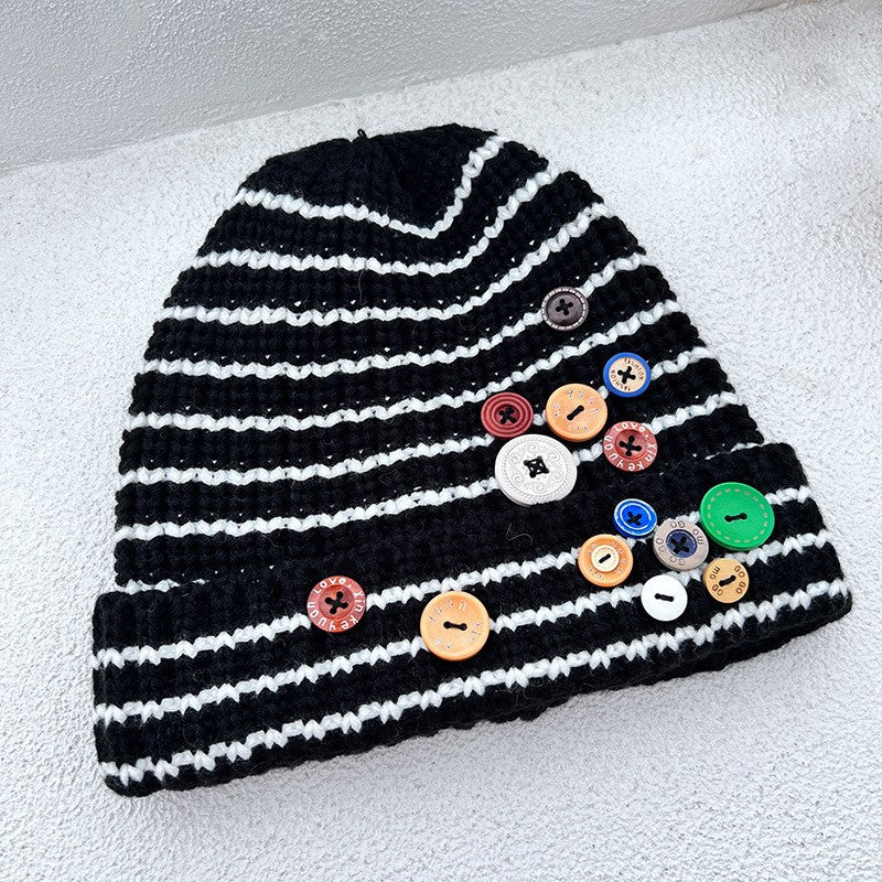 Celine Knit Buttoned Beanie