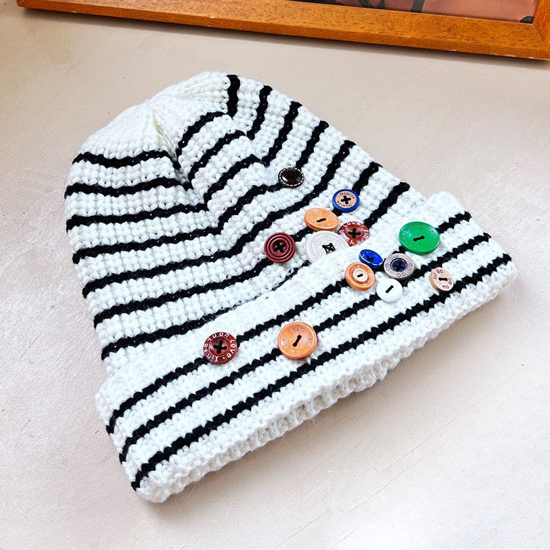 Celine Knit Buttoned Beanie