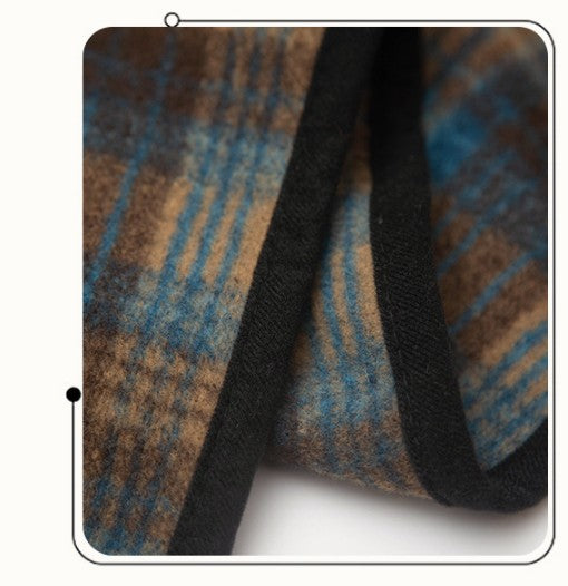 Elowen Blue Plaid Jacquard Shawl