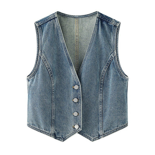Evora Denim V-Neck Jacket