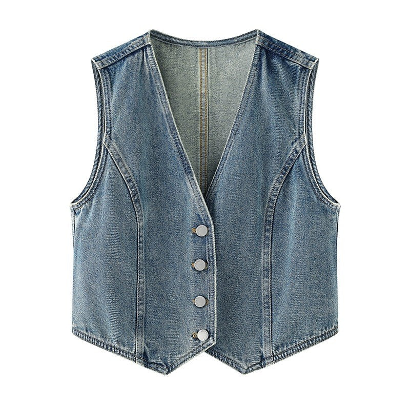 Evora Denim V-Neck Jacket