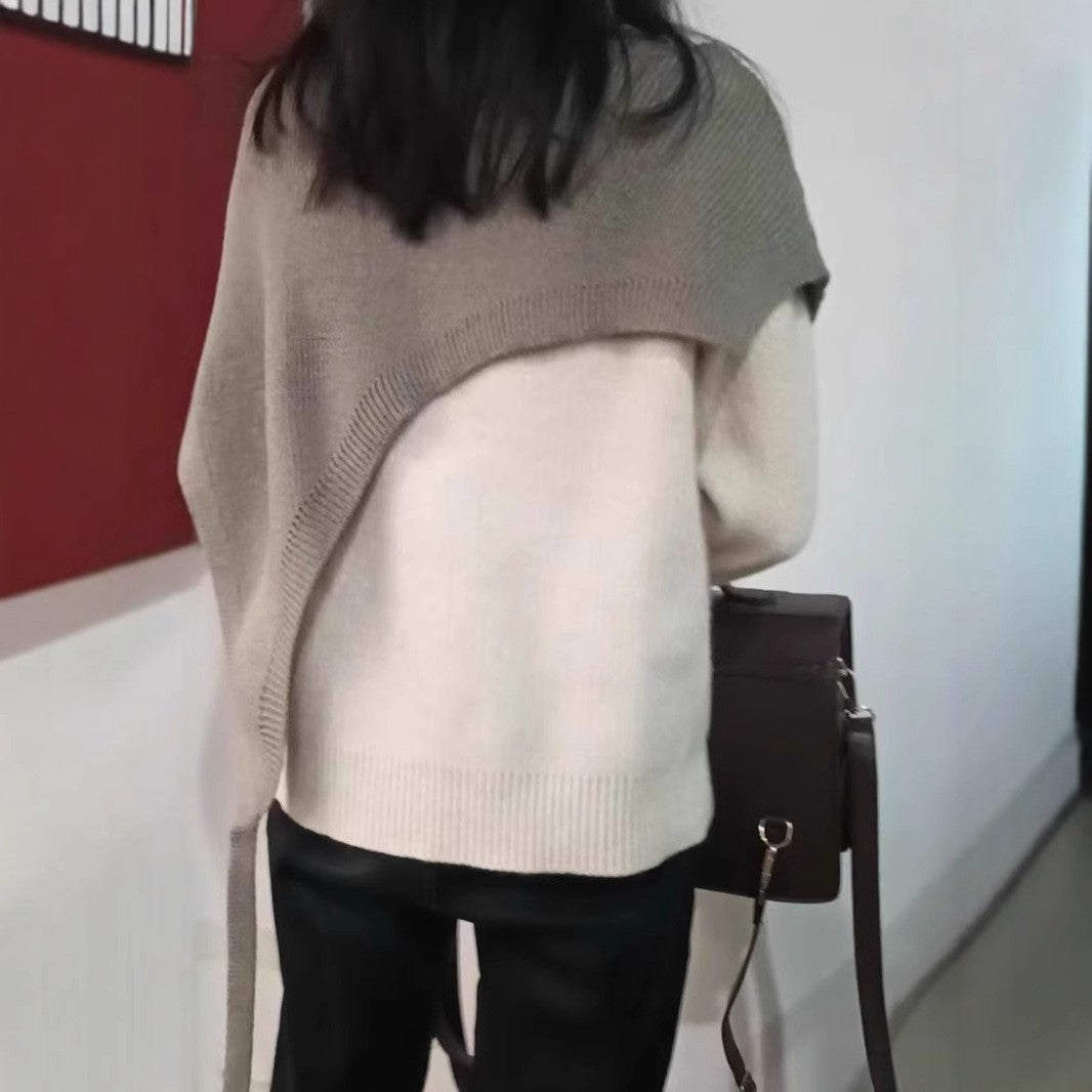 Nysa Asymmetric Knitted Shawl Vest