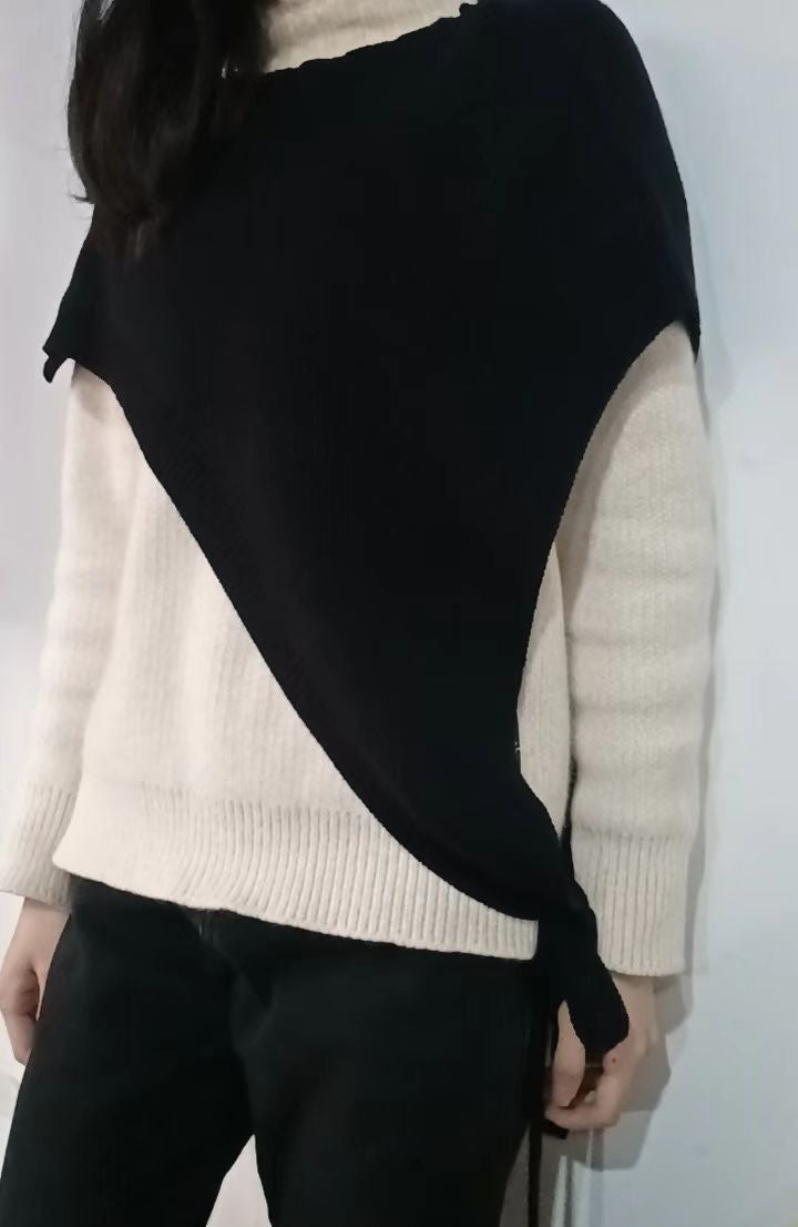 Nysa Asymmetric Knitted Shawl Vest