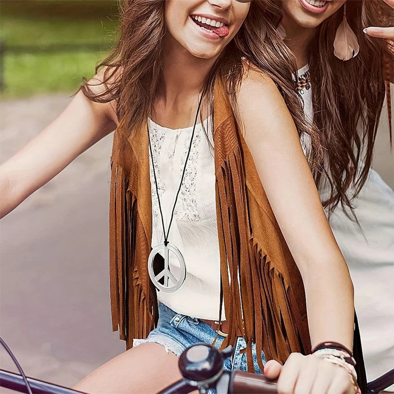 Selene Fringe Open-Front Vest