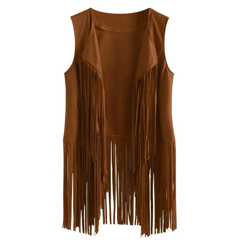 Selene Fringe Open-Front Vest